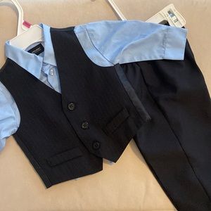 Holiday Editions 3 Piece Dress Set (Pants, Vest, and Long Sleeve Blue Shirt)